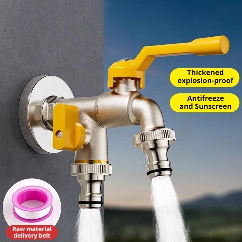 Gardening Tools And Equipment - Outdoor Double Water Tap Faucet Exterior