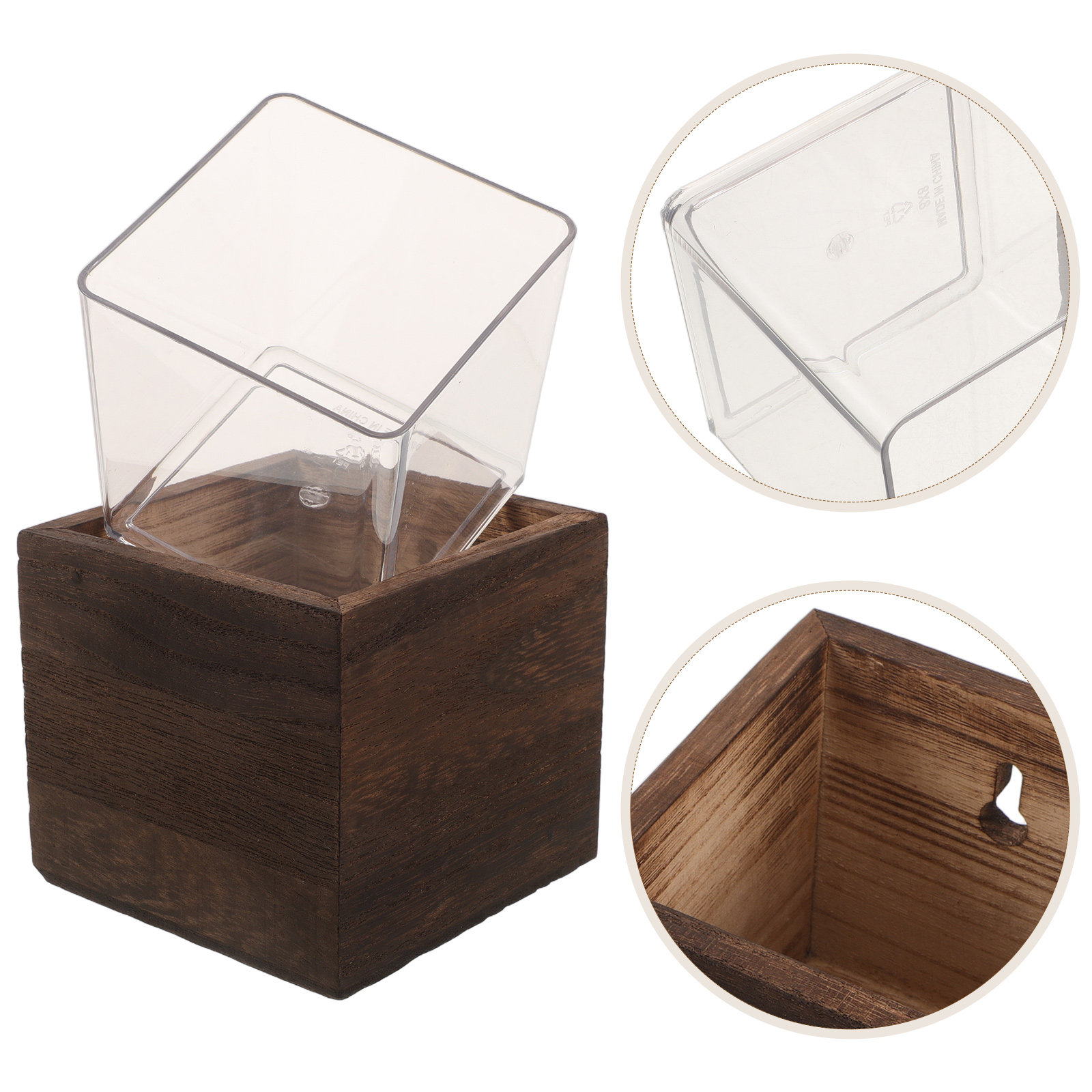 Vertical Wall Planter - Wood Hanging Wall Vase Planter 3.9x3.9x3.5