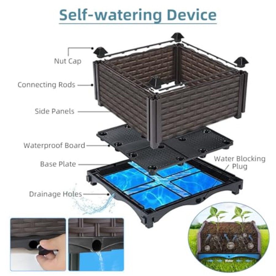 Outdoor self-watering raised p - Self-Watering Planter review and price