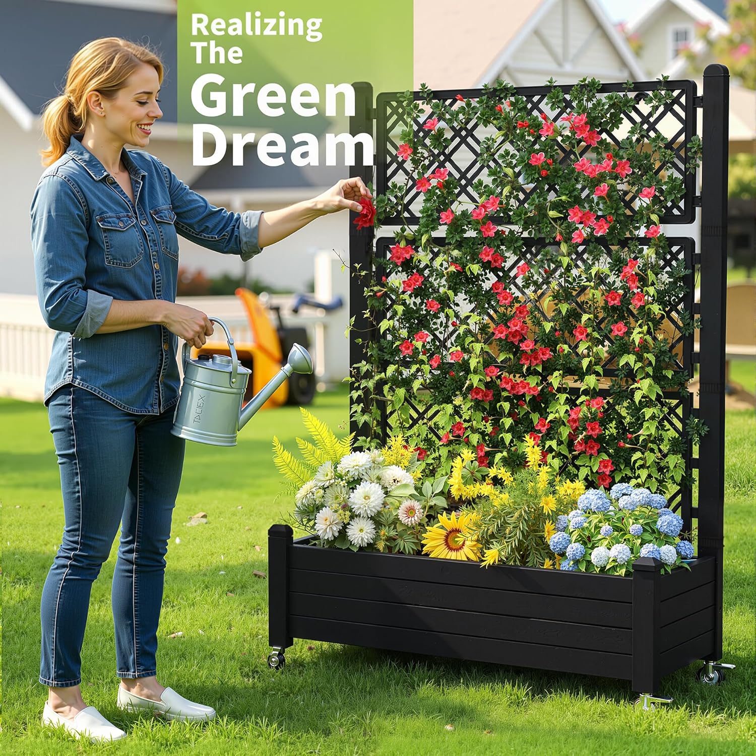 Raised Garden Bed with Trellis - Self-Watering Planter review and price