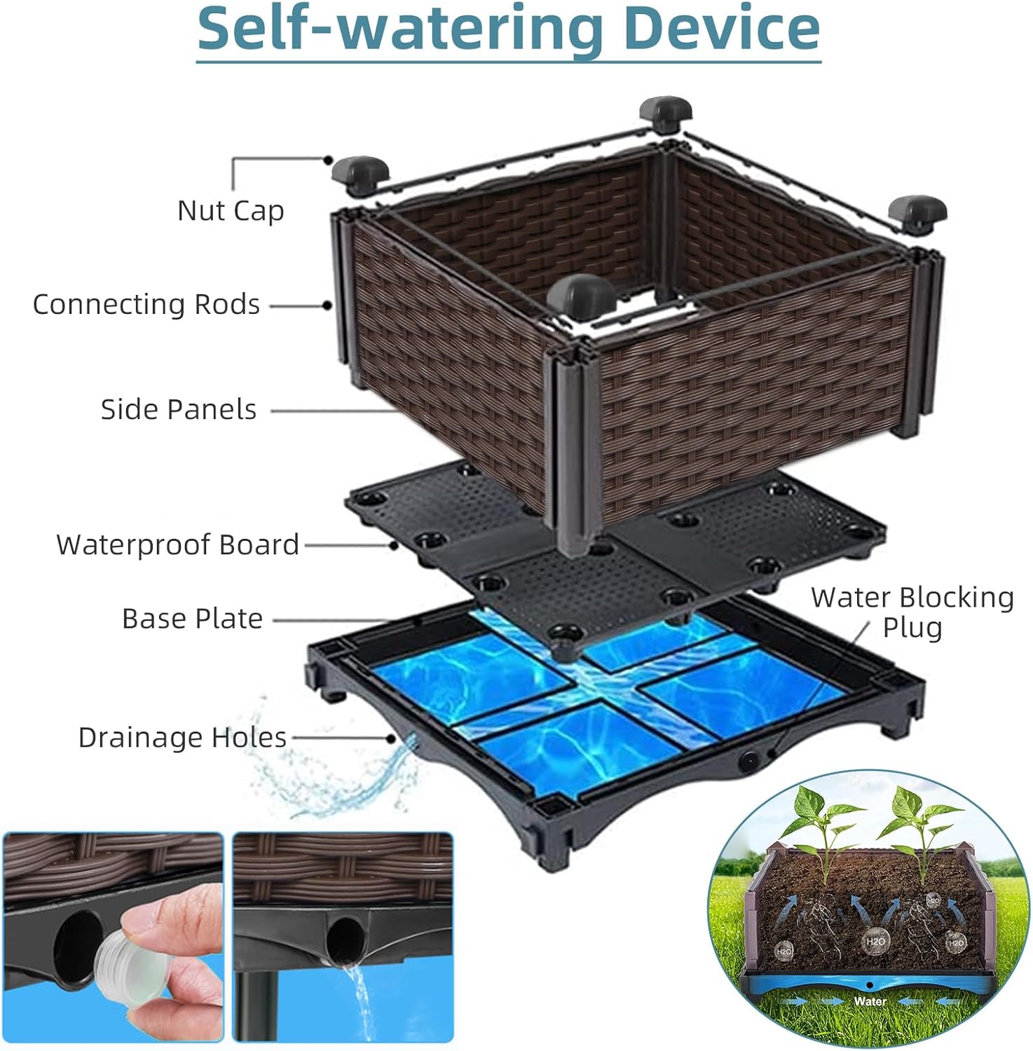 Outdoor Gardening Rattan Plant - Self-Watering Planter review and price